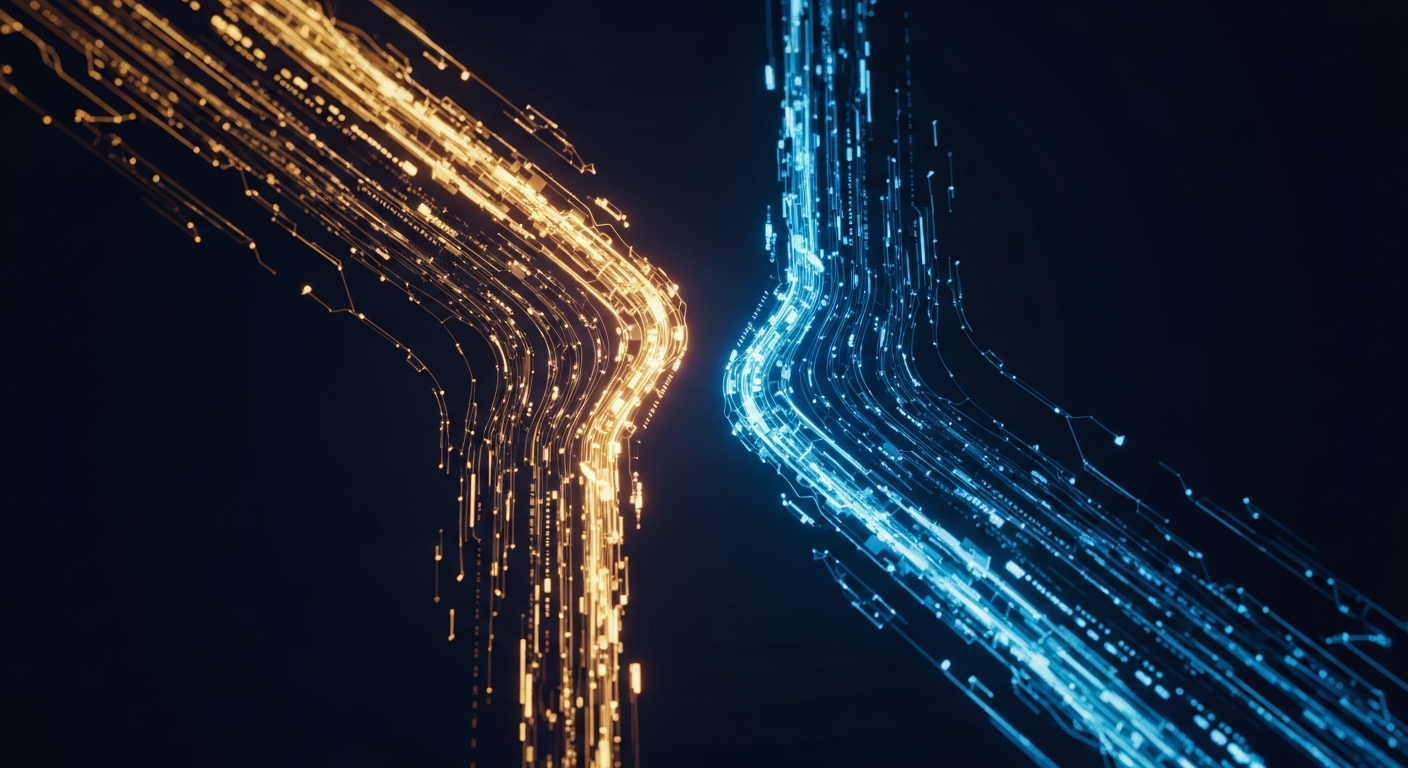 Abstract two diverging paths representing prop firm evaluation choices
