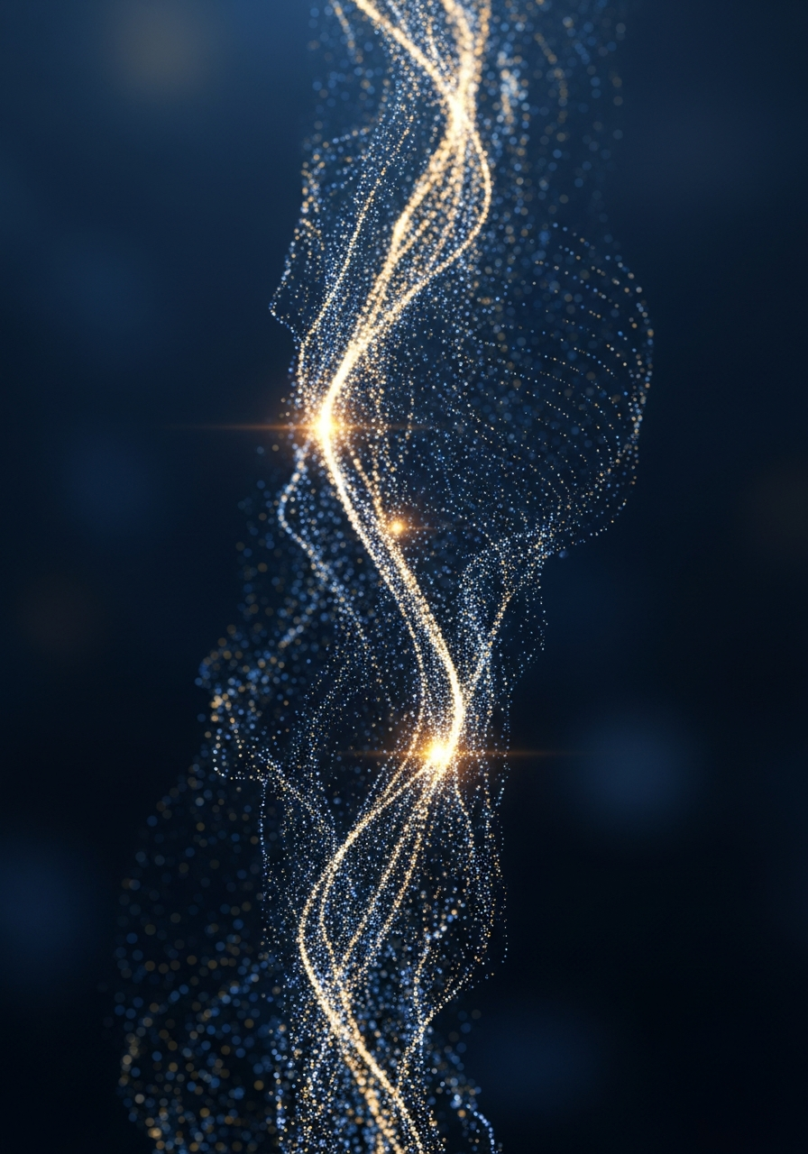 Abstract digital trading concept with flowing data streams and particle effects